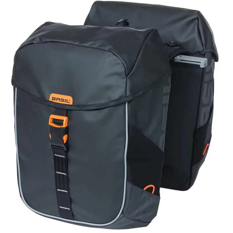 Basil Miles Tarpaulin Double Pannier Bag MIK 34L Black Orange