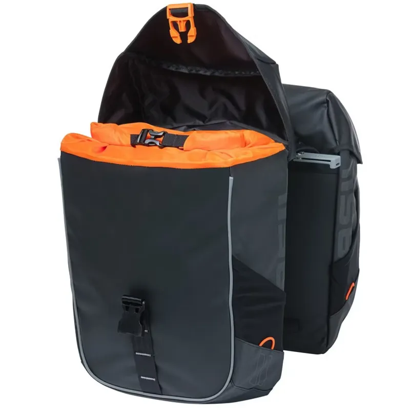 Basil Miles Tarpaulin Double Pannier Bag MIK 34L Black Orange-3