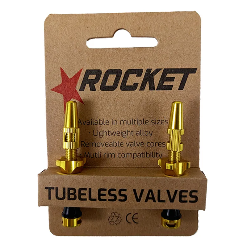 Rocket Tubeless Valve Kit Pair 44mm Gold