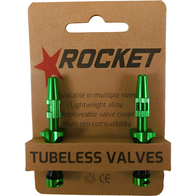 Rocket Tubeless Valve Kit Pair 48mm Green