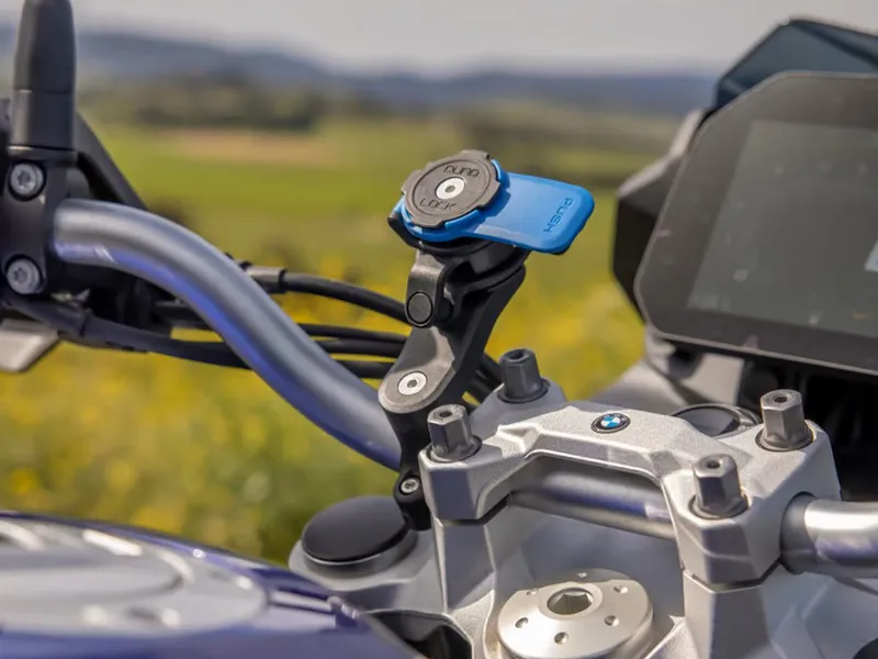 Quadlock Motorcycle Handlebar Mount Black with Blue Lever