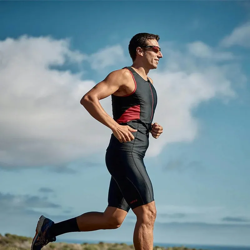 Zone 3 Mens Activate Sleeveless Tri Suit Black/Red-3