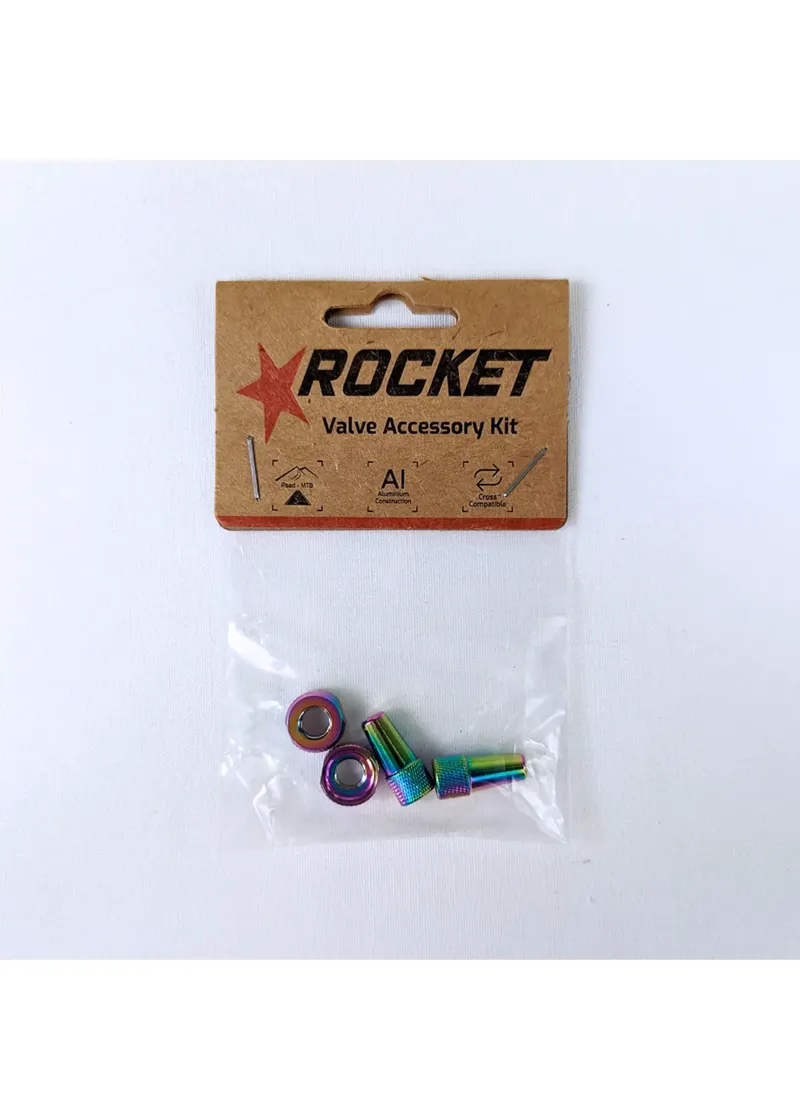 Tubeless Valve Accessory Kit 4 Piece Rainbow